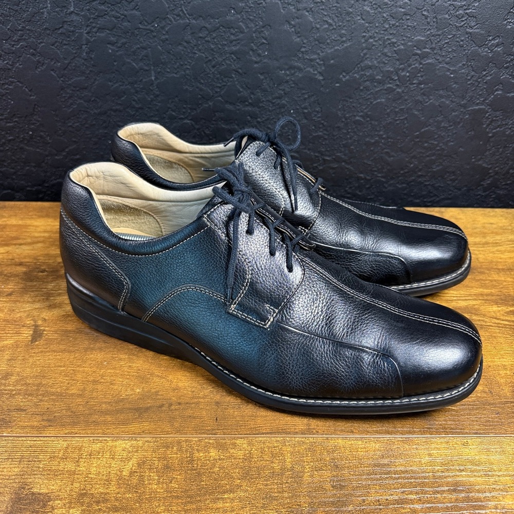 Johnston & Murphy 20-7222 Black Pebbled Leather Oxford Dress Shoes Mens Size 15M